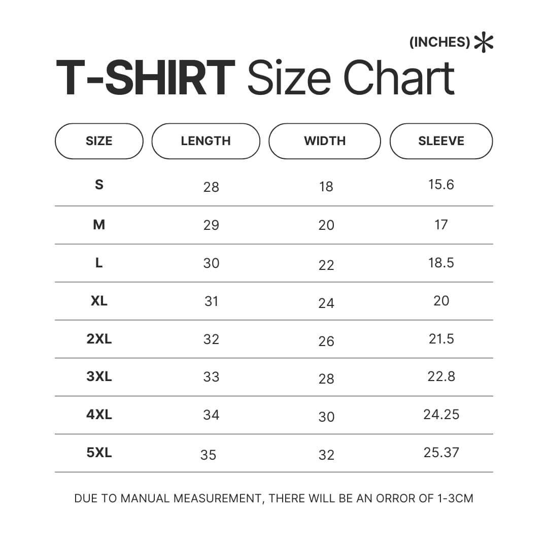 T shirt Size Chart - Green Day Band Store