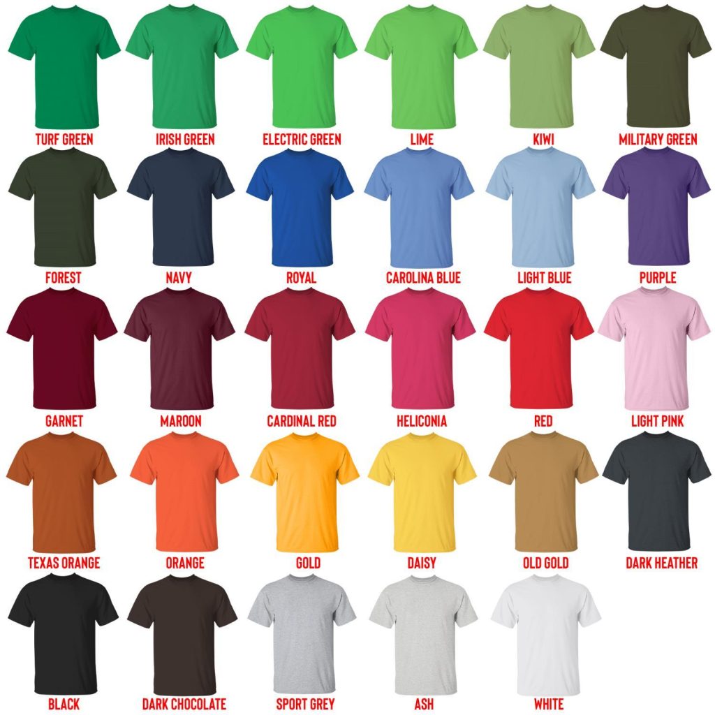 t shirt color chart - Green Day Band Store